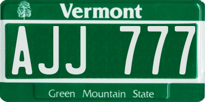 VT license plate AJJ777