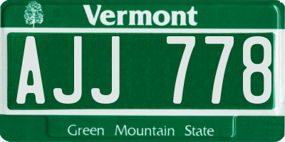 VT license plate AJJ778