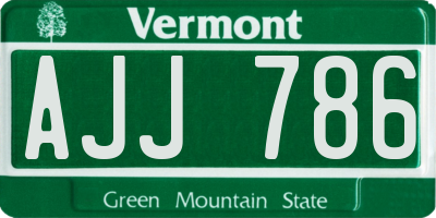 VT license plate AJJ786