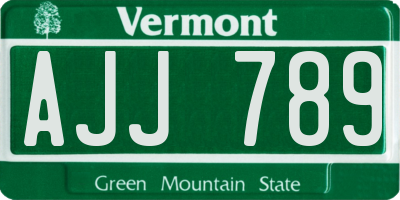 VT license plate AJJ789