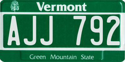 VT license plate AJJ792