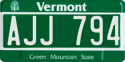 VT license plate AJJ794