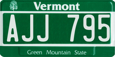 VT license plate AJJ795