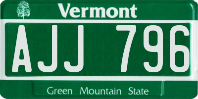 VT license plate AJJ796