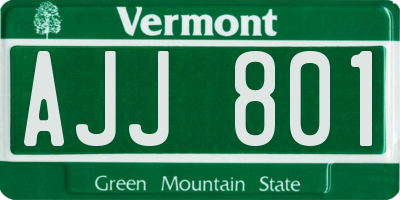 VT license plate AJJ801