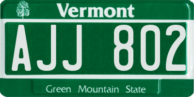 VT license plate AJJ802