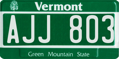 VT license plate AJJ803