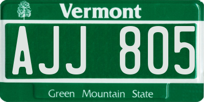 VT license plate AJJ805