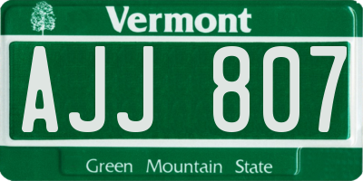 VT license plate AJJ807