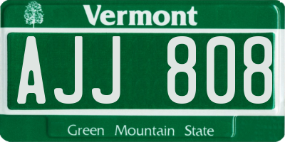 VT license plate AJJ808
