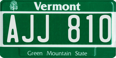VT license plate AJJ810
