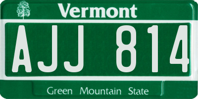 VT license plate AJJ814