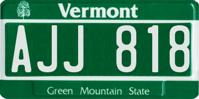 VT license plate AJJ818