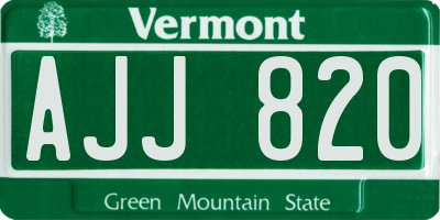 VT license plate AJJ820