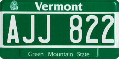 VT license plate AJJ822