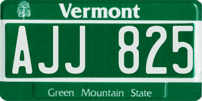 VT license plate AJJ825
