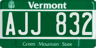 VT license plate AJJ832