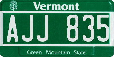 VT license plate AJJ835