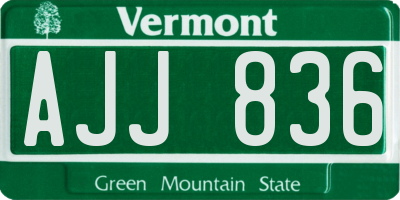 VT license plate AJJ836