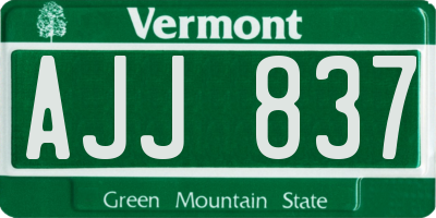 VT license plate AJJ837