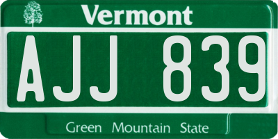 VT license plate AJJ839