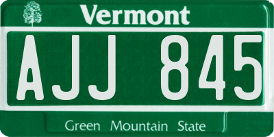 VT license plate AJJ845