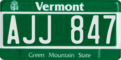 VT license plate AJJ847