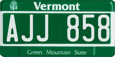 VT license plate AJJ858