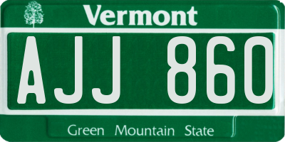 VT license plate AJJ860