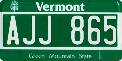 VT license plate AJJ865