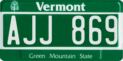 VT license plate AJJ869