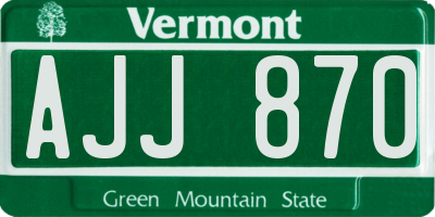 VT license plate AJJ870