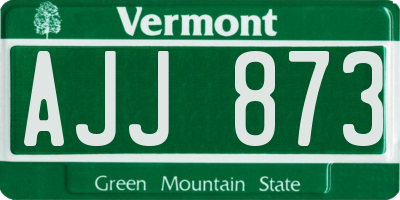VT license plate AJJ873