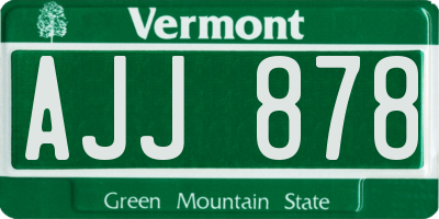 VT license plate AJJ878
