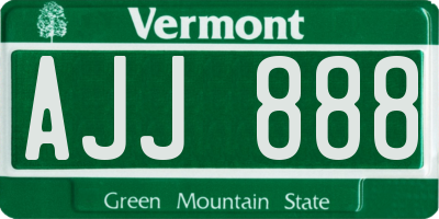 VT license plate AJJ888