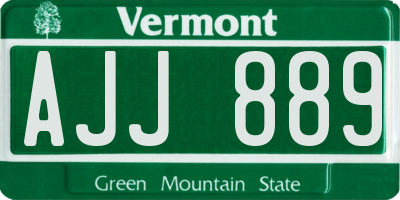 VT license plate AJJ889