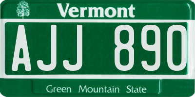 VT license plate AJJ890
