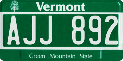 VT license plate AJJ892