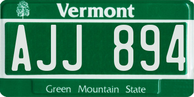 VT license plate AJJ894