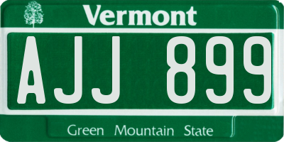 VT license plate AJJ899