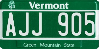 VT license plate AJJ905