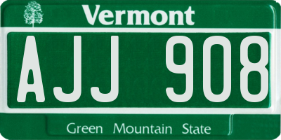 VT license plate AJJ908