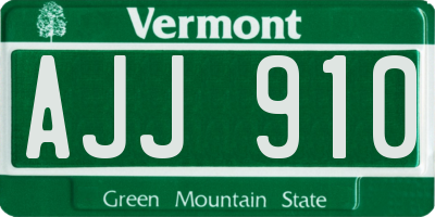 VT license plate AJJ910