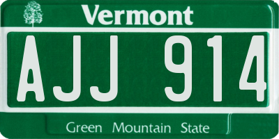 VT license plate AJJ914