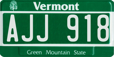 VT license plate AJJ918