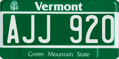 VT license plate AJJ920