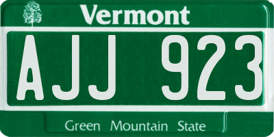 VT license plate AJJ923