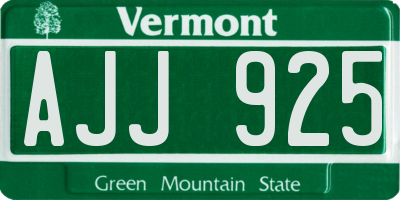 VT license plate AJJ925
