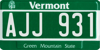 VT license plate AJJ931
