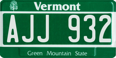 VT license plate AJJ932